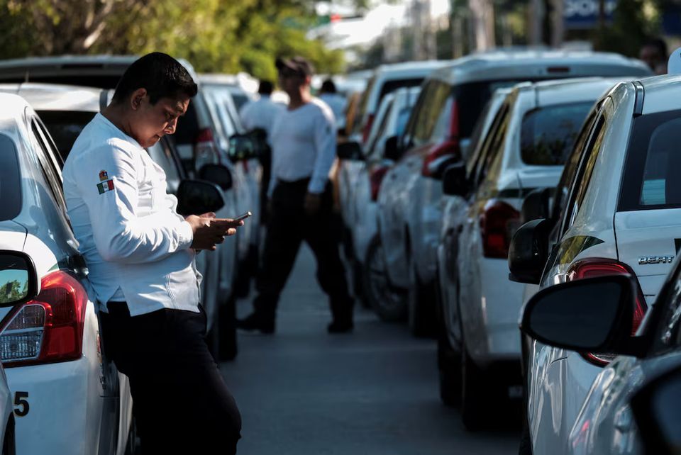 Taxis are waiting to take a new transfer service